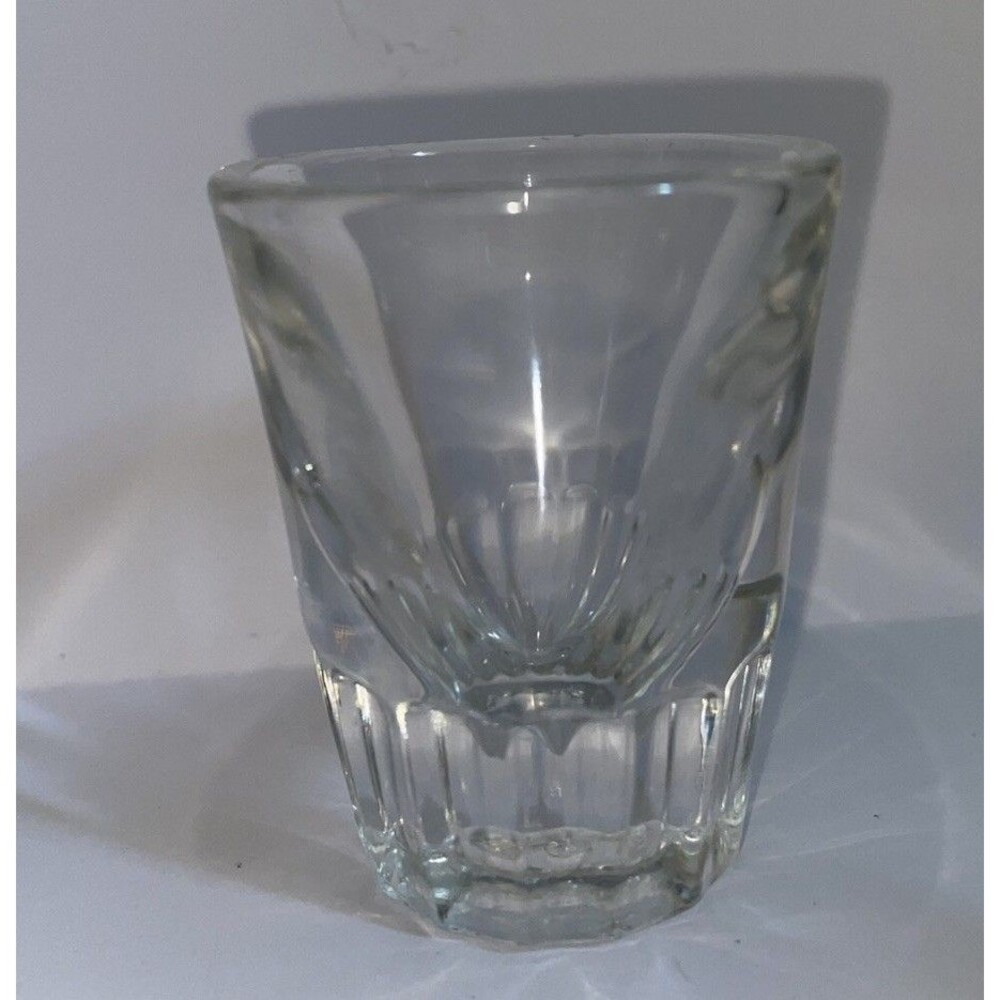 Vintage Libbey Shot Glass Clear Fluted Heavy Base Starburst MCM Barware 1.5oz